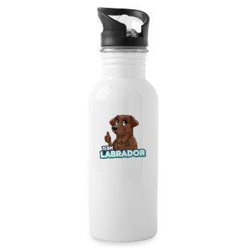 TEAM Labrador - Chocolate - Water bottle with straw - white - Right