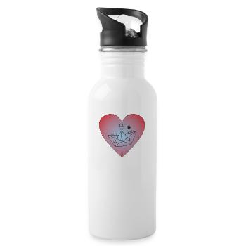 Heart Lovers Ship Anchor - Water bottle with straw - white - Right