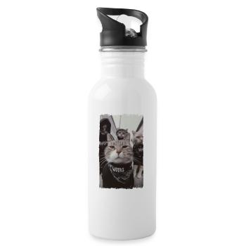 Gangster Cats Streetwear Cool Cat Motif - Gourde avec paille intégrée - blanc - Droite
