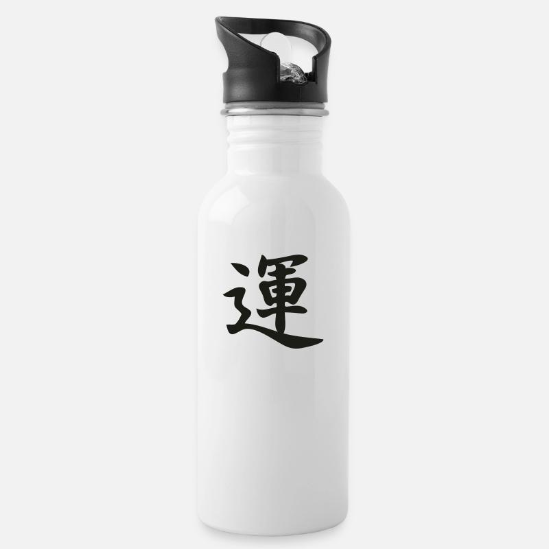 japan_glueck - Trinkflasche mit integriertem Trinkhalm - Weiß