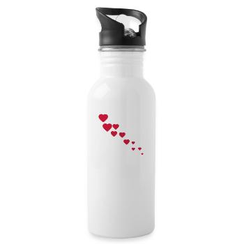 herzen - Trinkflasche mit integriertem Trinkhalm - Weiß - Rechts