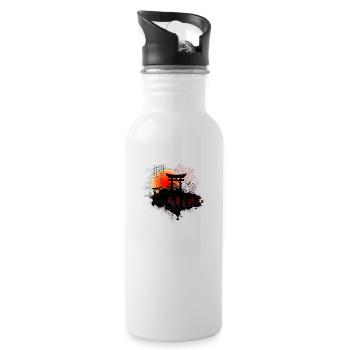 Japan Style (Torii) 02 - Trinkflasche mit integriertem Trinkhalm - Weiß - Rechts