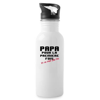T-shirt papa pour la 1er fois - Gourde avec paille intégrée - blanc - Droite