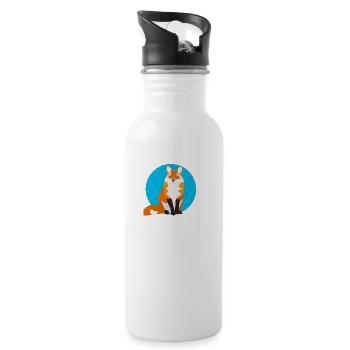 Geometric Fox - Water bottle with straw - white - Right