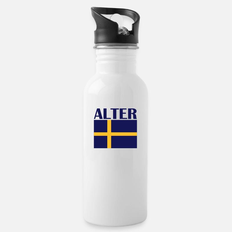 Alter Schwede - Trinkflasche mit integriertem Trinkhalm - Weiß