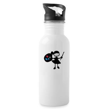 painter_girl - Water bottle with straw - white - Right
