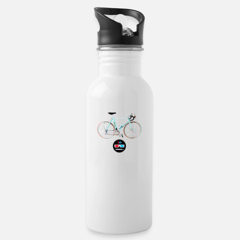 Vintage - Bianchi 3D - Trinkflasche mit integriertem Trinkhalm - Weiß