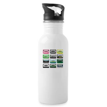 mix tape vintage - Water bottle with straw - white - Right