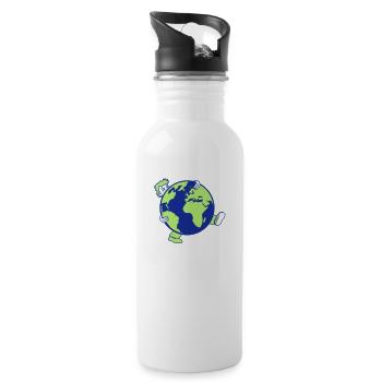 earth planet world globe round big huge carry sc - Water bottle with straw - white - Right