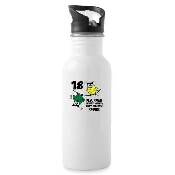 18 birthday, owls on the rope, round - Water bottle with straw - white - Right