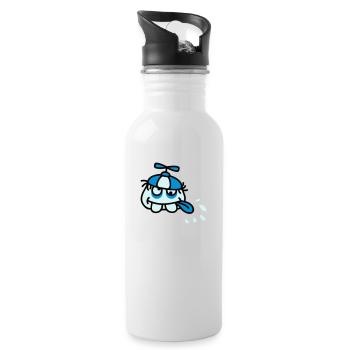 Funny Crazy Stupid Face - Water bottle with straw - white - Right