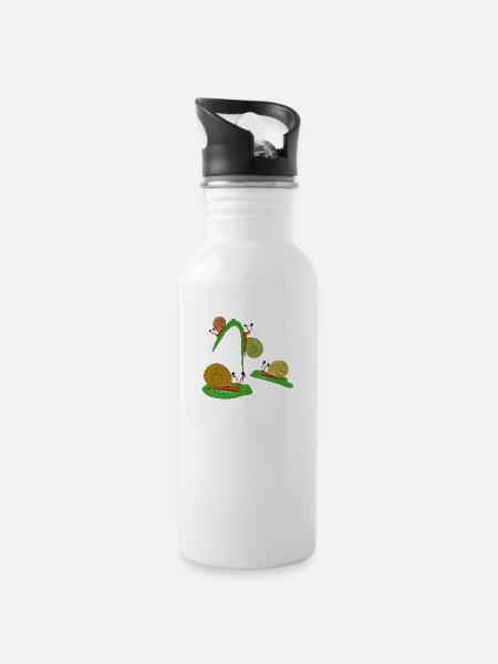 snails in the garden - Water bottle with straw - white