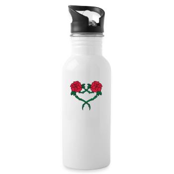 Coeur de fleur de rose 2 3c - Gourde avec paille intégrée - blanc - Droite