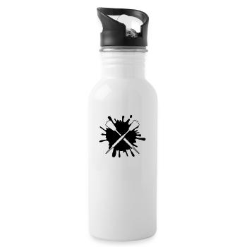 darts_splatter_su1 - Trinkflasche mit integriertem Trinkhalm - Weiß - Rechts