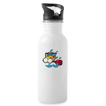 Smiley Rowing - Trinkflasche mit integriertem Trinkhalm - Weiß - Rechts