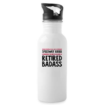 Former speedway rider retired badass - Water bottle with straw - white - Right