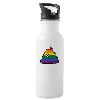 LGBT poop - Water bottle with straw - white - Right