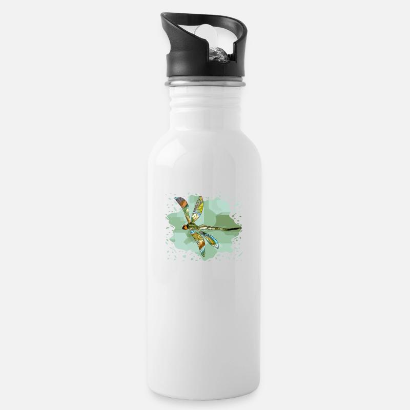 Libelle - Trinkflasche mit integriertem Trinkhalm - Weiß