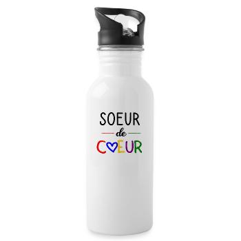 T shirt soeur de coeur, famille, amie. - Gourde avec paille intégrée - blanc - Droite