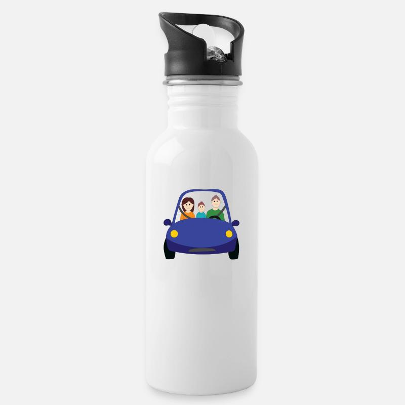 Gemeinsam im Auto - Trinkflasche mit integriertem Trinkhalm - Weiß