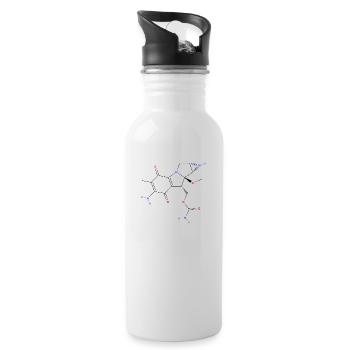 Molécule mitomycine C - Formule structurale colorée - Gourde avec paille intégrée - blanc - Droite