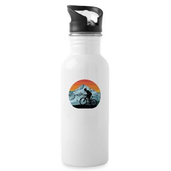 Mountain bike riding mountains mountains vintage - Water bottle with straw - white - Right