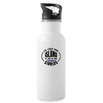 Ein Leben ohne Island ist möglich aber sinnlos - Trinkflasche mit integriertem Trinkhalm - Weiß - Rechts