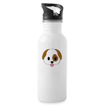 Dog emoji face - Water bottle with straw - white - Right