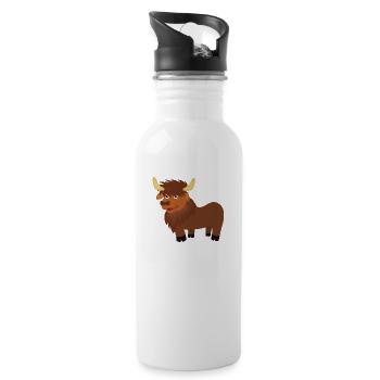 Bison - Trinkflasche mit integriertem Trinkhalm - Weiß - Rechts