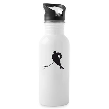 Eishockey - Trinkflasche mit integriertem Trinkhalm - Weiß - Rechts