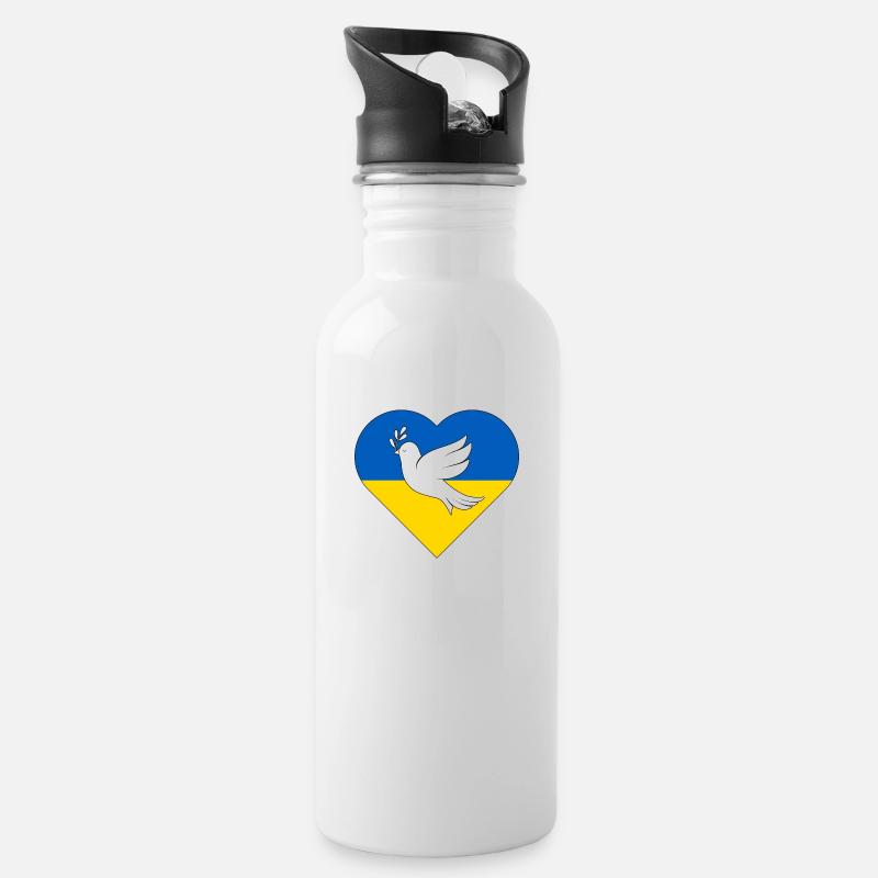 frieden für ukraine - Trinkflasche mit integriertem Trinkhalm - Weiß