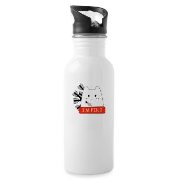 Ich bin gut Katze lustig - Trinkflasche mit integriertem Trinkhalm - Weiß - Rechts
