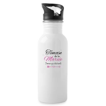 témoin de la mariée-tshirt assorti - Gourde avec paille intégrée - blanc - Droite