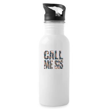funny team family adopting adoptive awesome bday - Water bottle with straw - white - Right