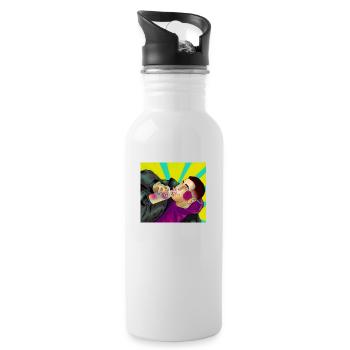 Im Gifted Drunk BOY Design für Klamotten und mehr - Trinkflasche mit integriertem Trinkhalm - Weiß - Rechts