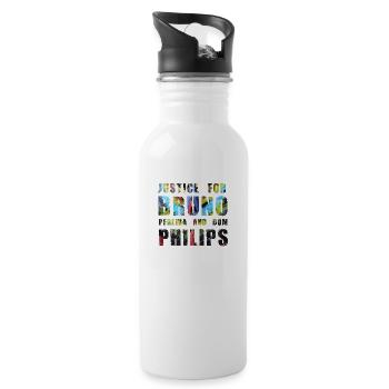 Justice for Bruno and Philips - Water bottle with straw - white - Right