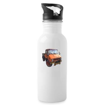 Unimog 406 / 412 - Trinkflasche mit integriertem Trinkhalm - Weiß - Rechts