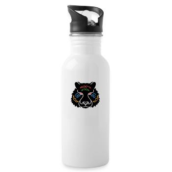 Symbol of an Indian tiger, culture of India - Water bottle with straw - white - Right