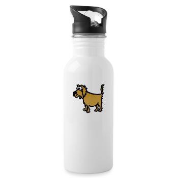 Chien - Gourde avec paille intégrée - blanc - Droite