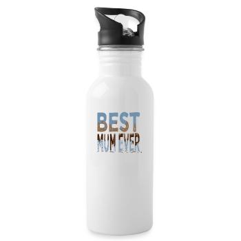 bday adoption mother one family one team love - Water bottle with straw - white - Right