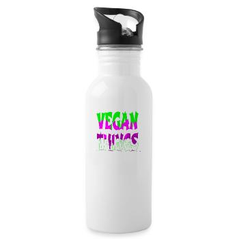 pro vegan happy humor cool jokes awesome geek - Water bottle with straw - white - Right