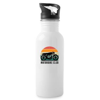 Design logo T Shirt motorbike club - Water bottle with straw - white - Right
