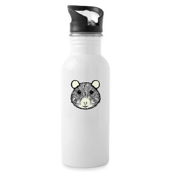 Hamster süß Tier Nagetier Tiere lustig Haustier 6 - Trinkflasche mit integriertem Trinkhalm - Weiß - Rechts