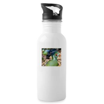 White Cheeked Turaco Bird - Water bottle with straw - white - Right