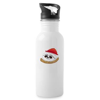 Sloth Christmas cute funny sloths animal 10 - Water bottle with straw - white - Right
