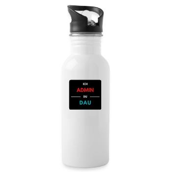 Ich Admin, du DAU 2 - Trinkflasche mit integriertem Trinkhalm - Weiß - Rechts