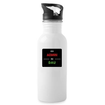 Ich Admin, du DAU 1 - Trinkflasche mit integriertem Trinkhalm - Weiß - Rechts