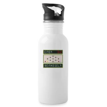 Kegeln Saufen Reinkegeln Trinken Kegelbahn - Trinkflasche mit integriertem Trinkhalm - Weiß - Rechts