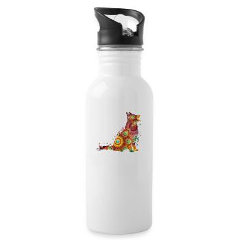 German Shepherd Deutscher Schäferhund - Trinkflasche mit integriertem Trinkhalm - Weiß - Rechts