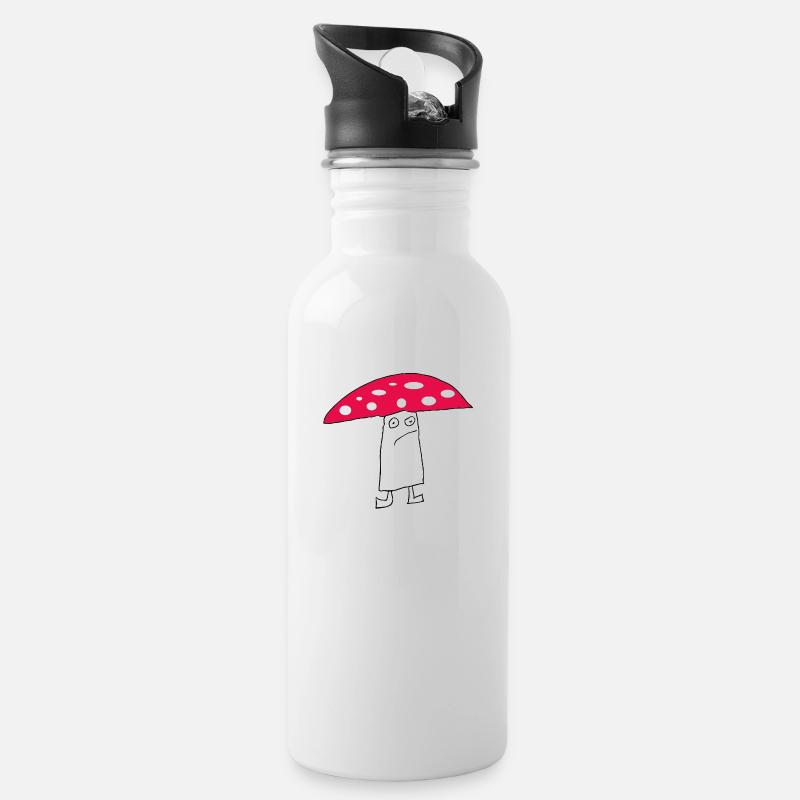 Homme champignon - Gourde avec paille intégrée - blanc